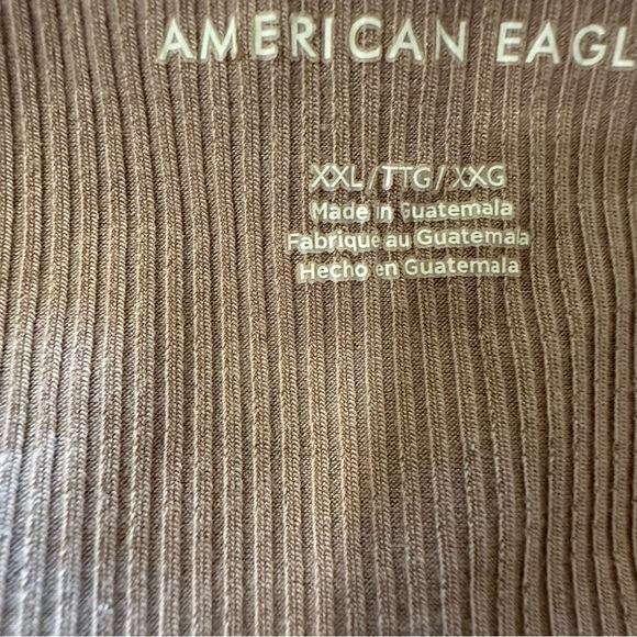 American Eagle Outfitters Tan Asymmetrical Ruched Bodysuit - Picture 3 of 3